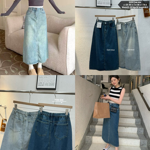 Mid-Length Back Slit Skirts